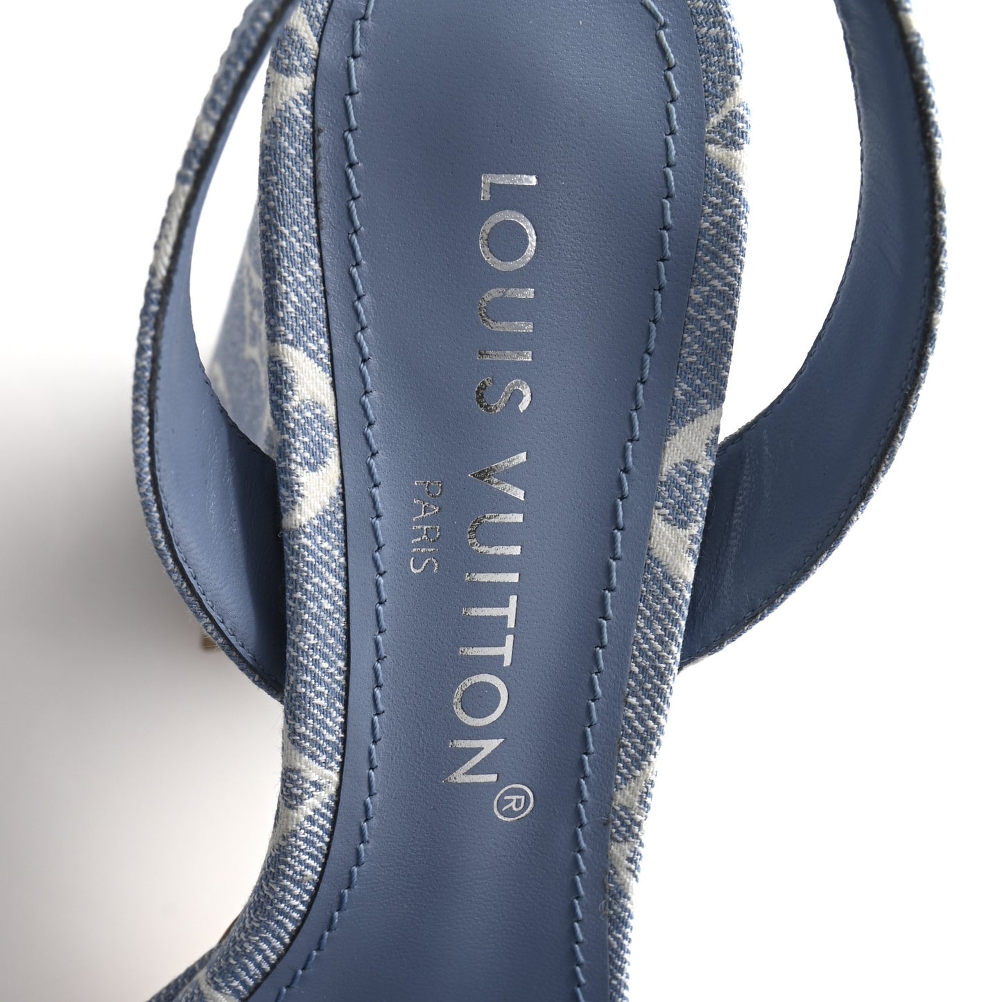 Monogram Jacquard Denim Platform Sandals 40 Blue
