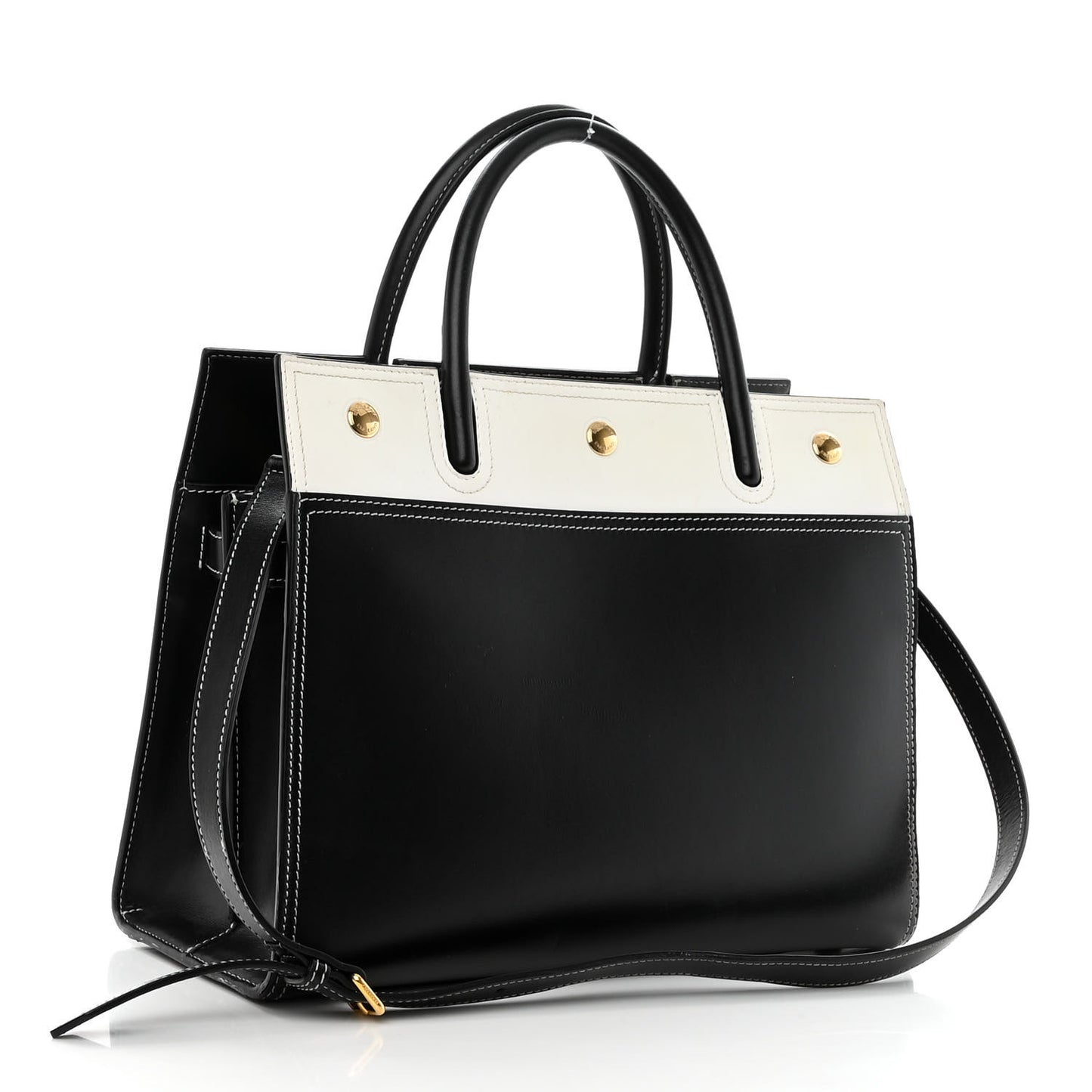Calfskin Small Two Handle Title Bag Black