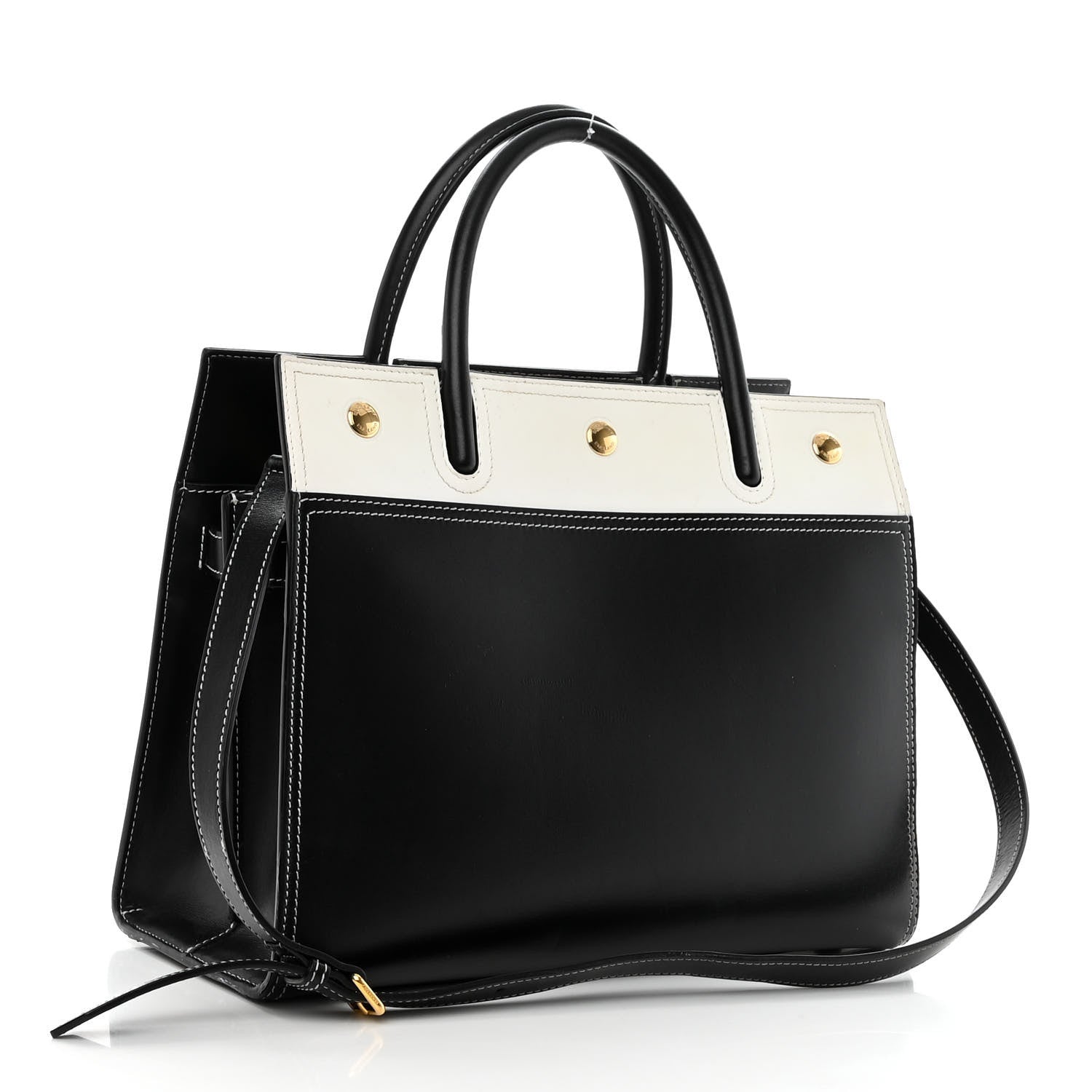 Burberry Calfskin Small Two Handle Title Bag Black 3 of 9