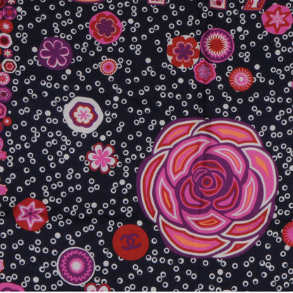 Chanel Silk Camellia Bubble Scarf Navy Pink 3 of 5