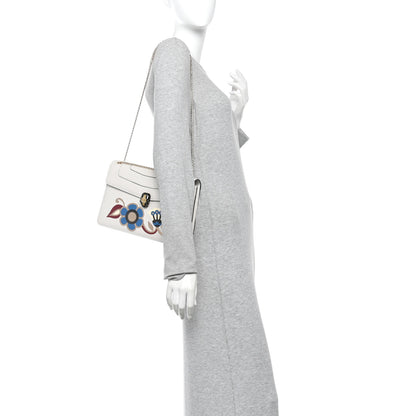 Bulgari Calfskin Serpenti Forever Floral Crossbody Bag White Agate Multicolor 2 of 9