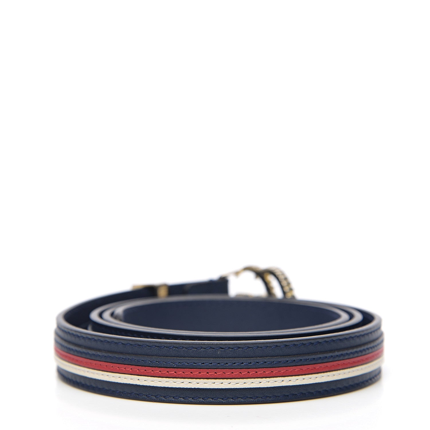 Gucci Calfskin Sylvie Stripe Torchon Double G 20mm Belt 90 36 Maritime Hibiscus Red Mystic White 2 of 5