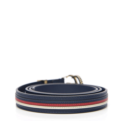 Gucci Calfskin Sylvie Stripe Torchon Double G 20mm Belt 90 36 Maritime Hibiscus Red Mystic White 2 of 5