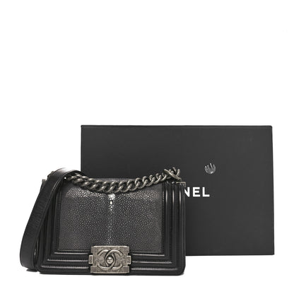 Chanel Galuchat Stingray Small Boy Flap Black Silver 11 of 12