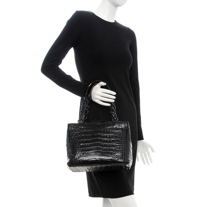 Nancy Gonzalez Glossy Crocodile Chain Tote Black 2 of 15