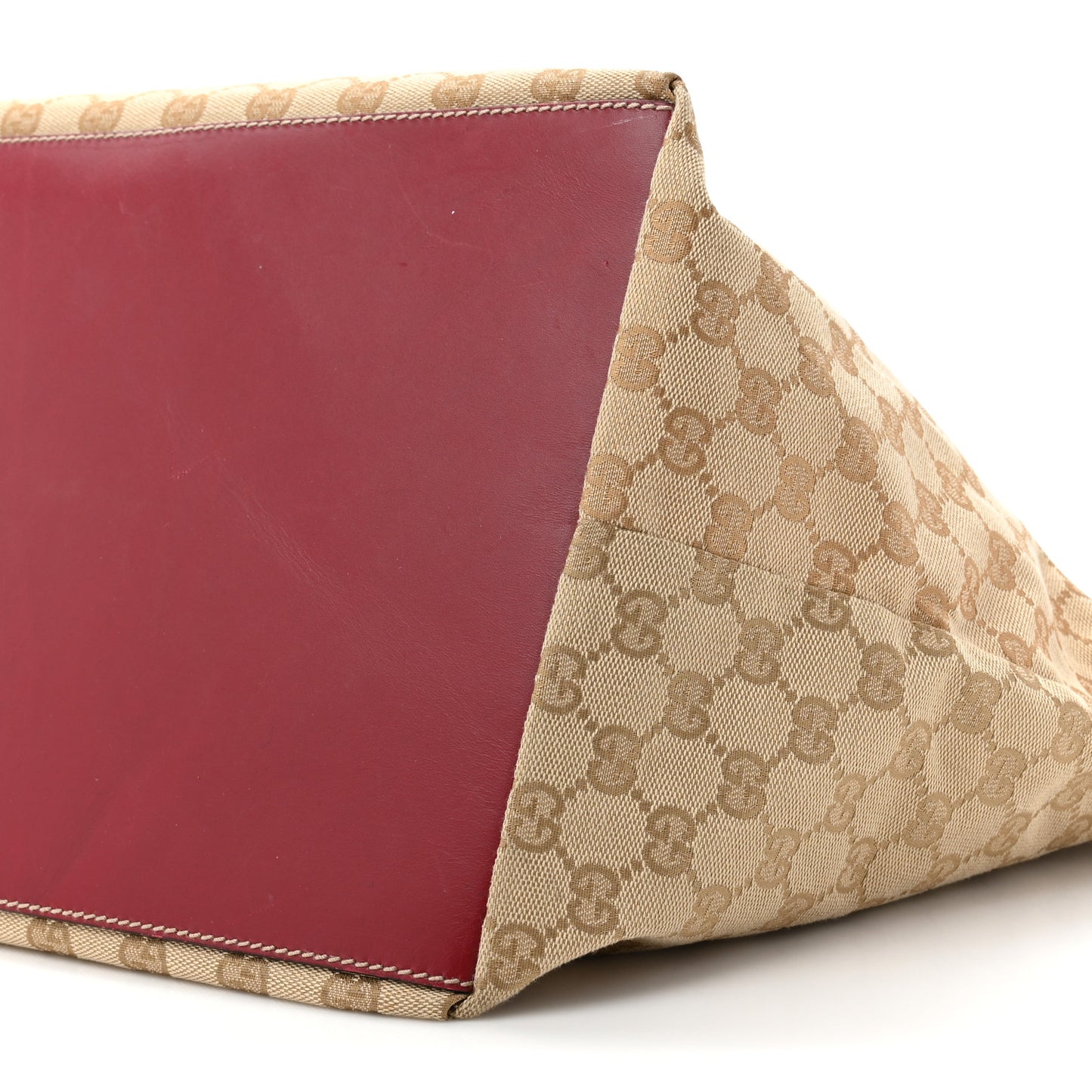 GG Monogram Large Web Handle Bucket Tote Red