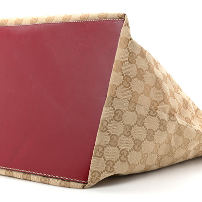 Gucci GG Monogram Large Web Handle Bucket Tote Red 9 of 19