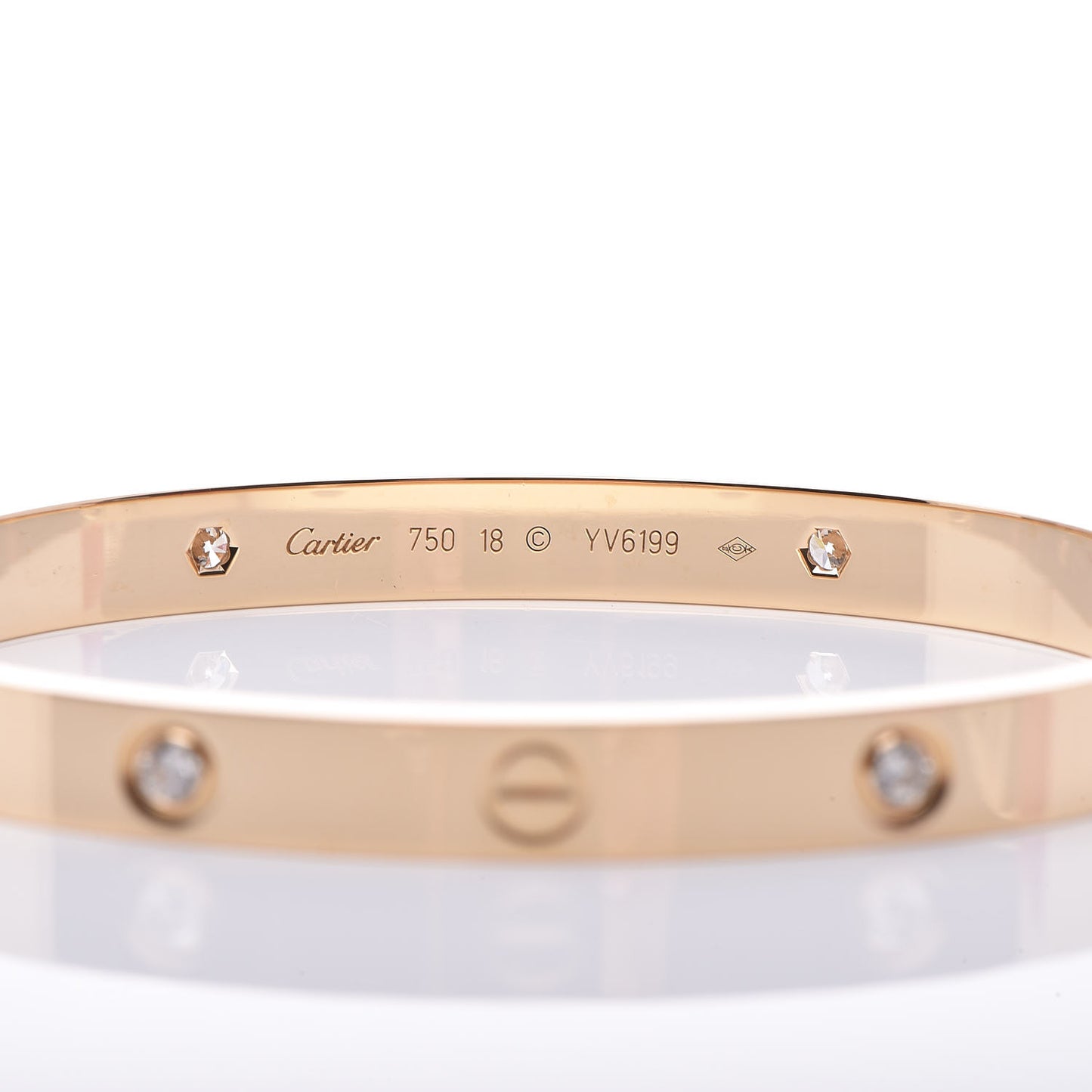 18K Yellow Gold 4 Diamond LOVE Bracelet 18
