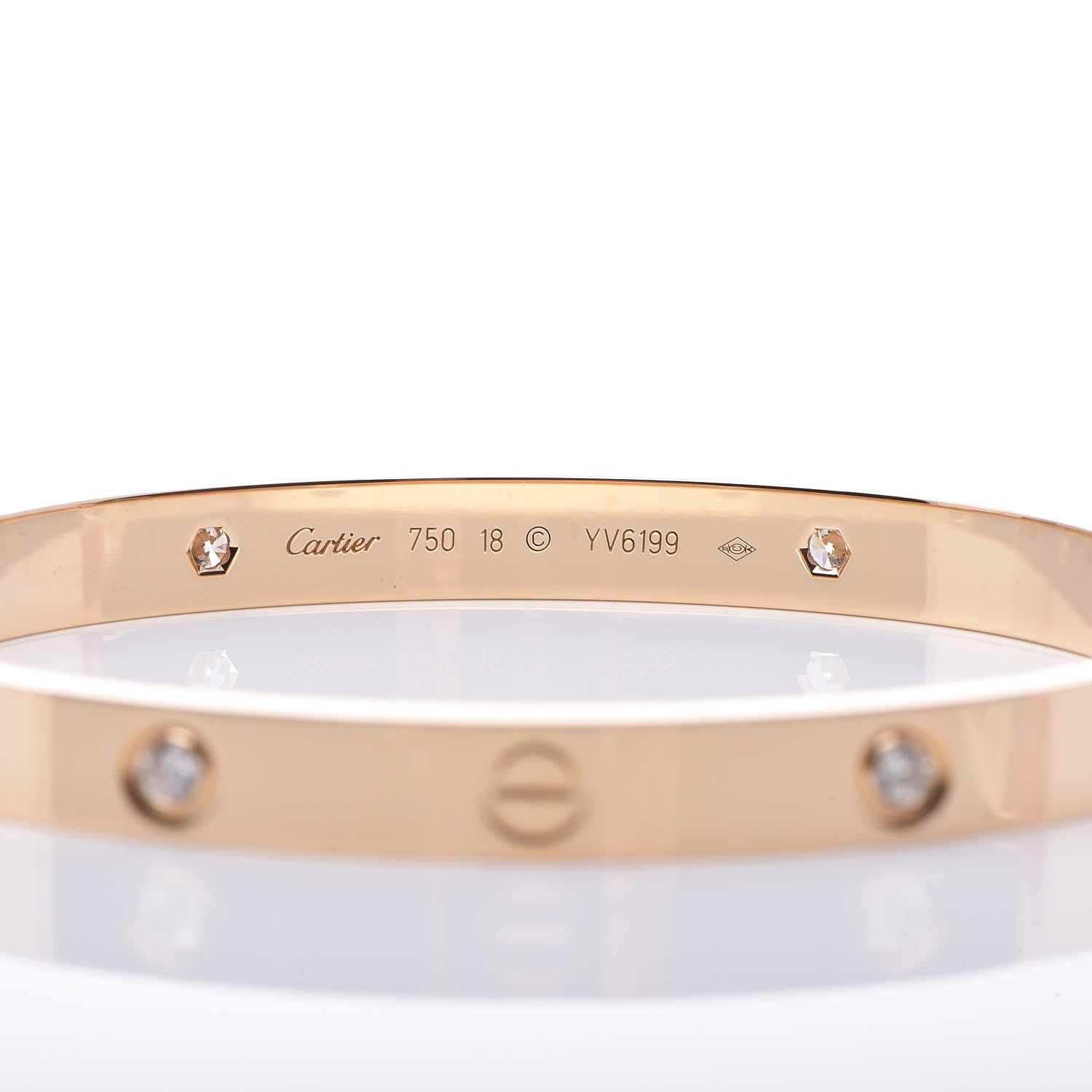 Cartier 18K Yellow Gold 4 Diamond LOVE Bracelet 18 4 of 7
