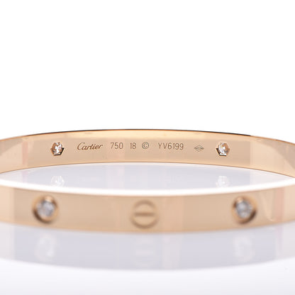 Cartier 18K Yellow Gold 4 Diamond LOVE Bracelet 18 4 of 7