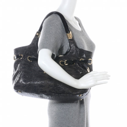 Jimmy Choo Lizard Embossed Patent Radiant Hobo Anthracite 2 of 7