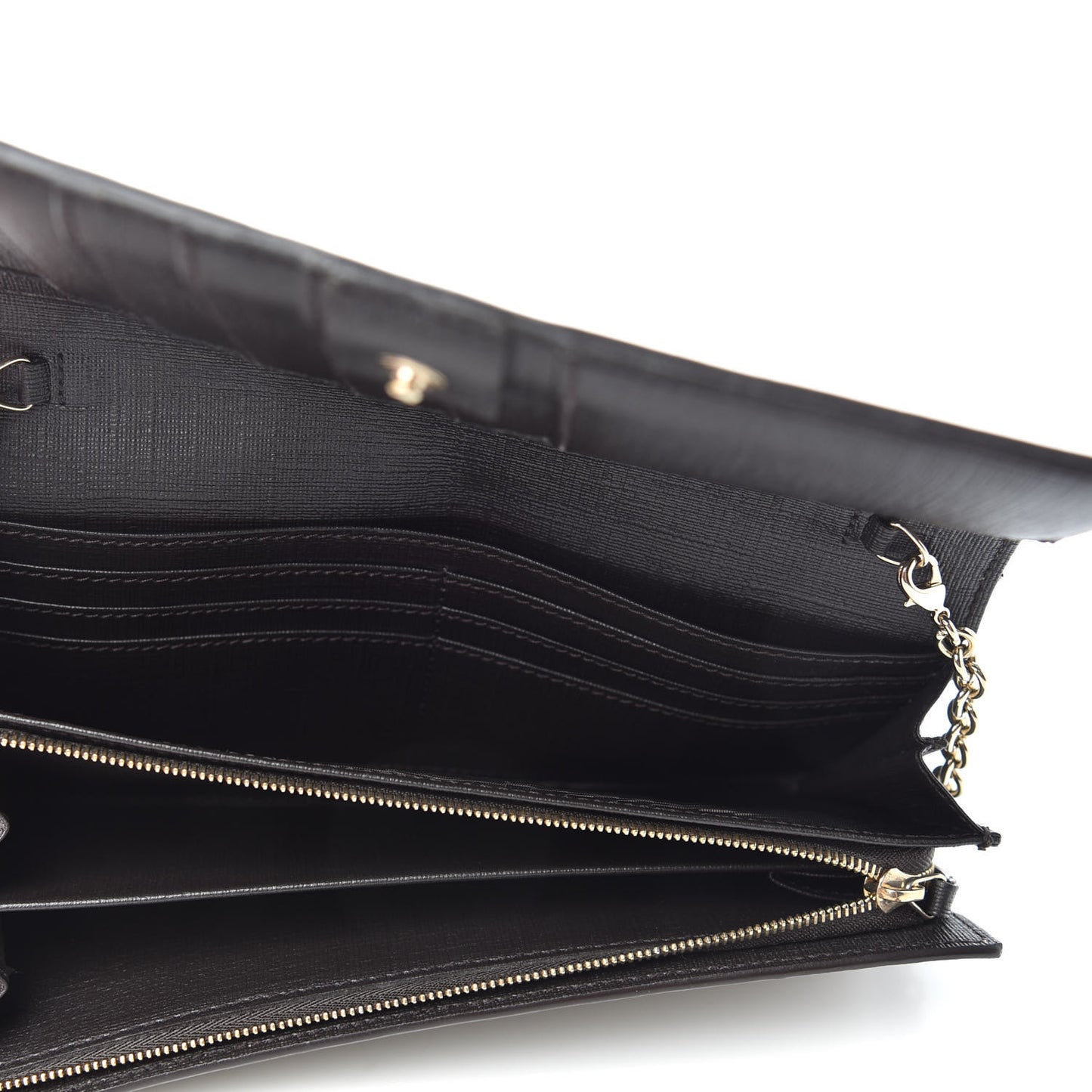 GG Supreme Monogram GG Pierce Chain Clutch Wallet Beige Ebony Black