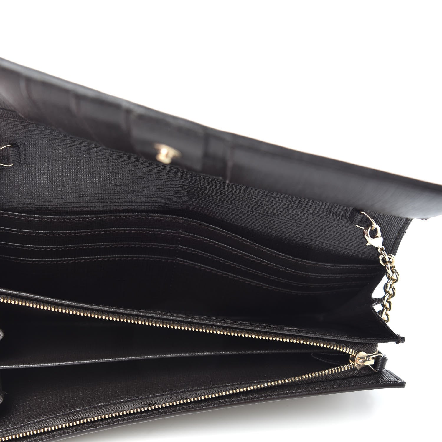 Gucci GG Supreme Monogram GG Pierce Chain Clutch Wallet Beige Ebony Black 5 of 7