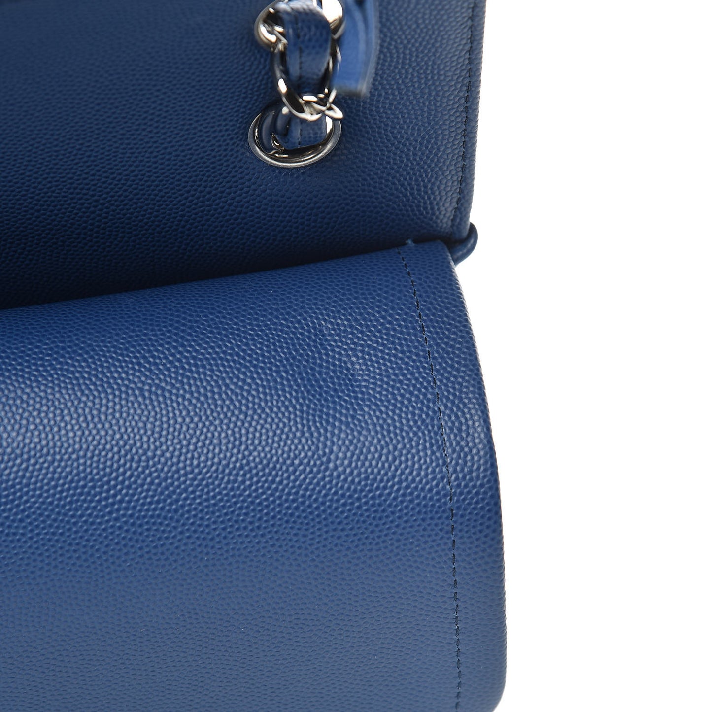 Caviar Chevron Quilted Jumbo Double Flap Blue