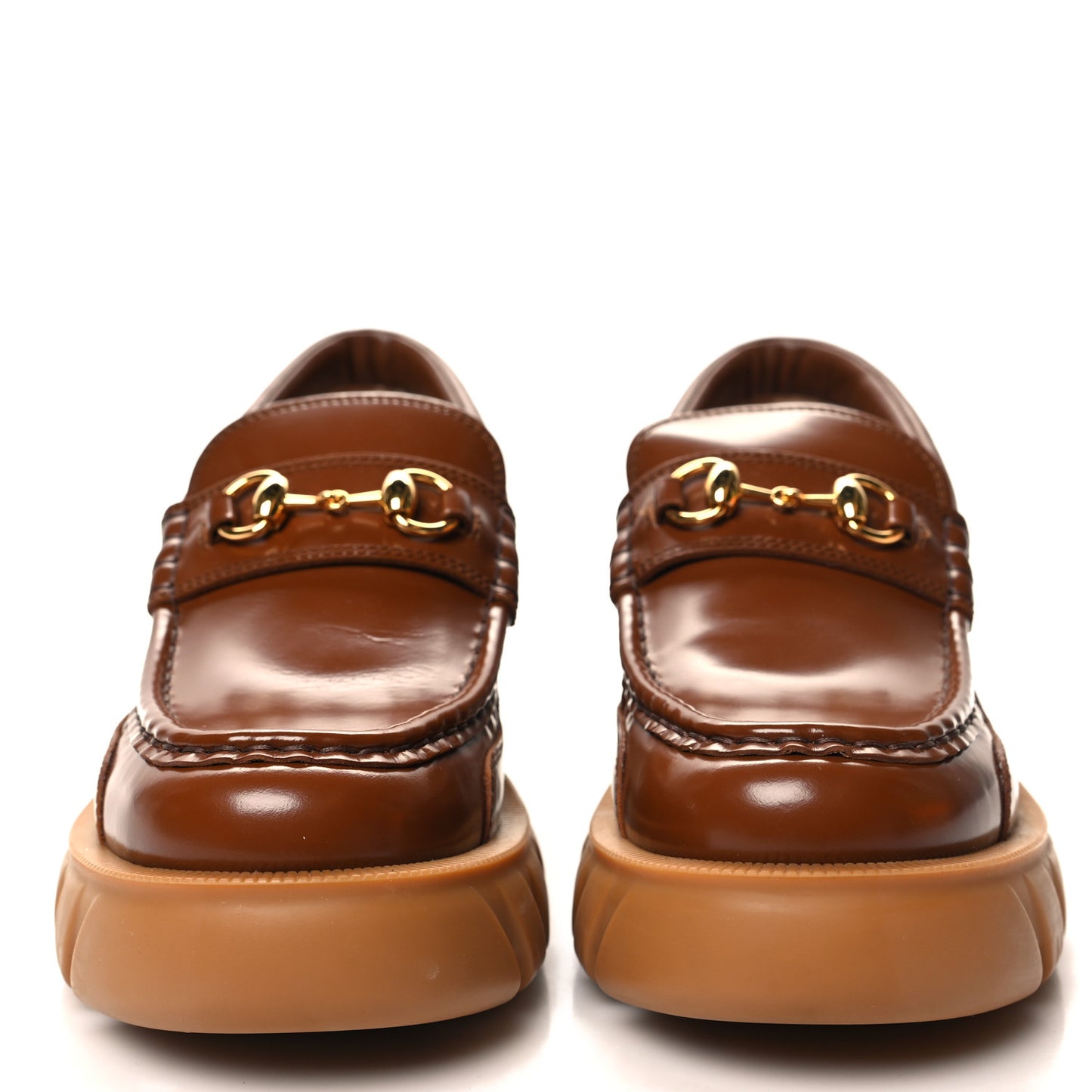 Magnum Calfskin Nappa Samoa Womens Horsebit Platform Chunky Lug Sole 40mm Loafers 39 Brown