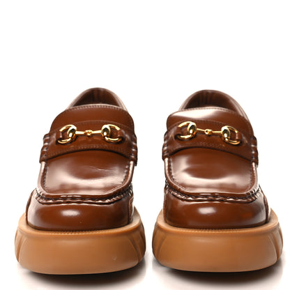 Gucci Magnum Calfskin Nappa Samoa Womens Horsebit Platform Chunky Lug Sole 40mm Loafers 39 Brown 2 of 8