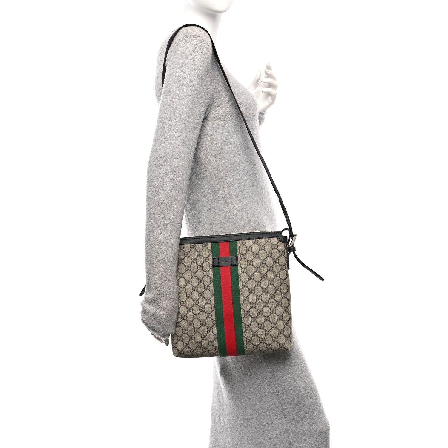 Gucci GG Supreme Monogram Web Messenger Bag Black 2 of 11