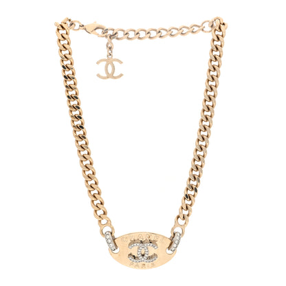 Chanel Crystal CC Oval Choker Necklace Gold 3 of 4