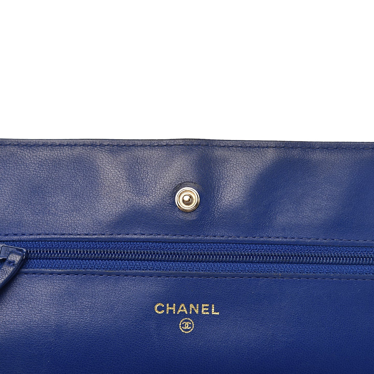 Lambskin Quilted Wallet On Chain WOC Dark Blue