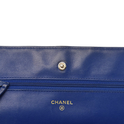 Chanel Lambskin Quilted Wallet On Chain WOC Dark Blue 9 of 18