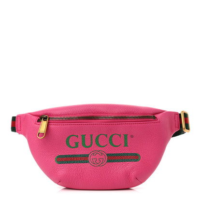 Gucci Grained Calfskin Small Logo Belt Bag Box Pink Green 1 of 10