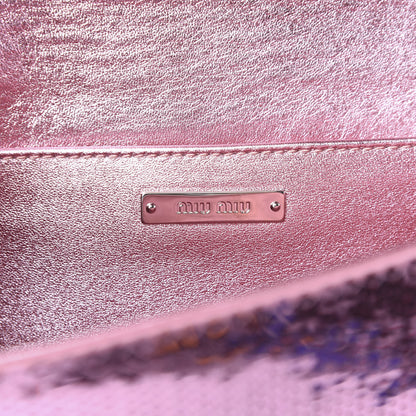 Miu Miu Paillettes Sequin Cleo Top Handle Rosa 6 of 9