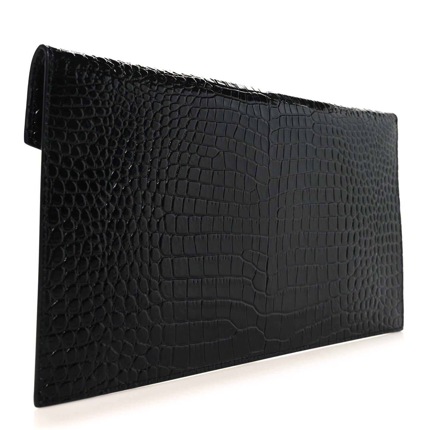 Calfskin Crocodile Embossed Uptown Monogram Pouch Black