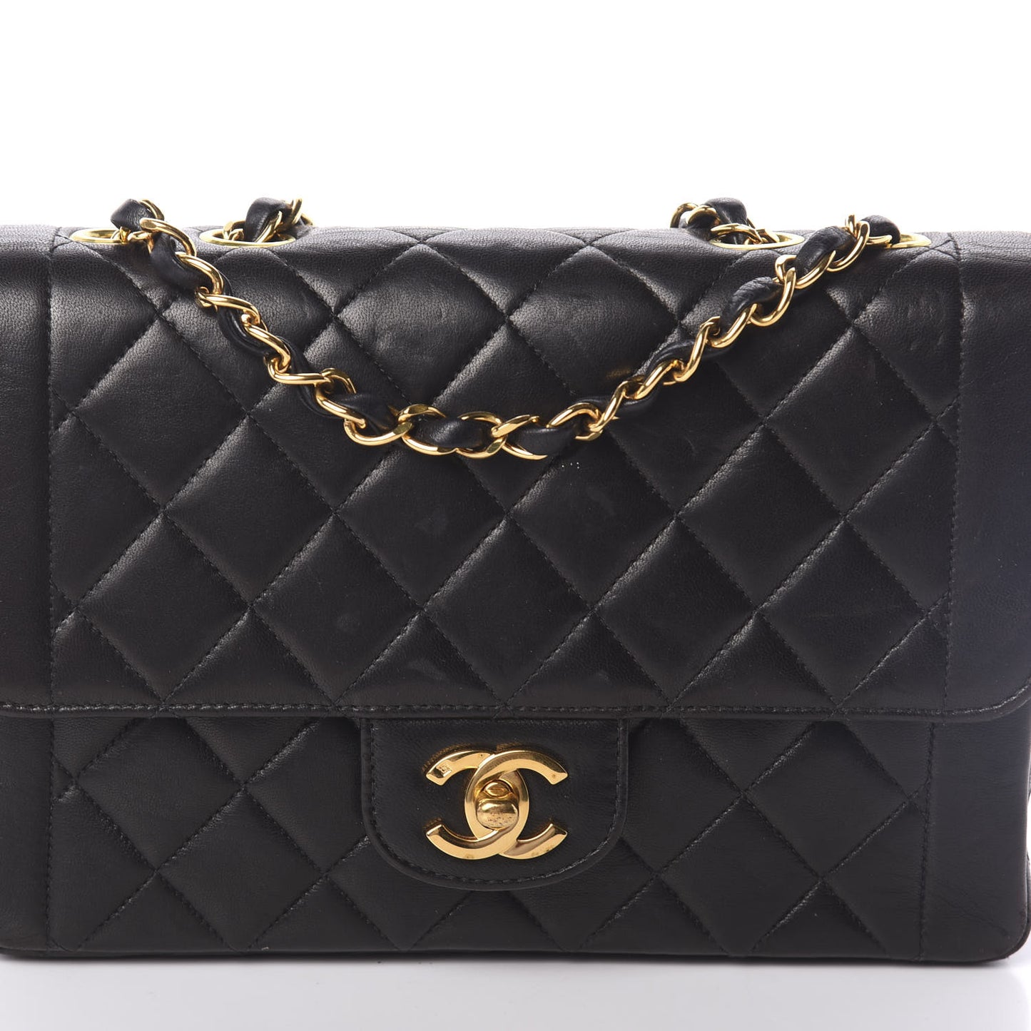 Lambskin Quilted Small Single Flap Bag Black