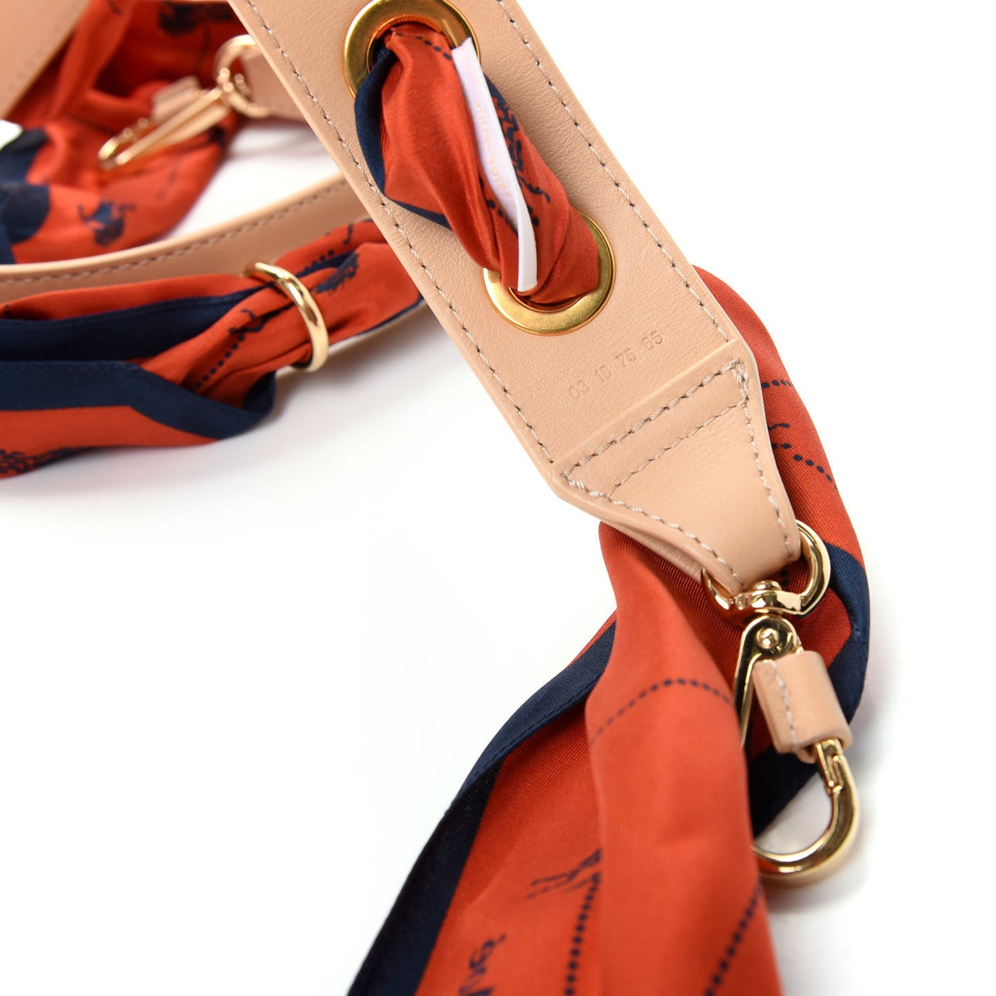 Calfskin Silk Little Horses Scarf Strap Earthy Red