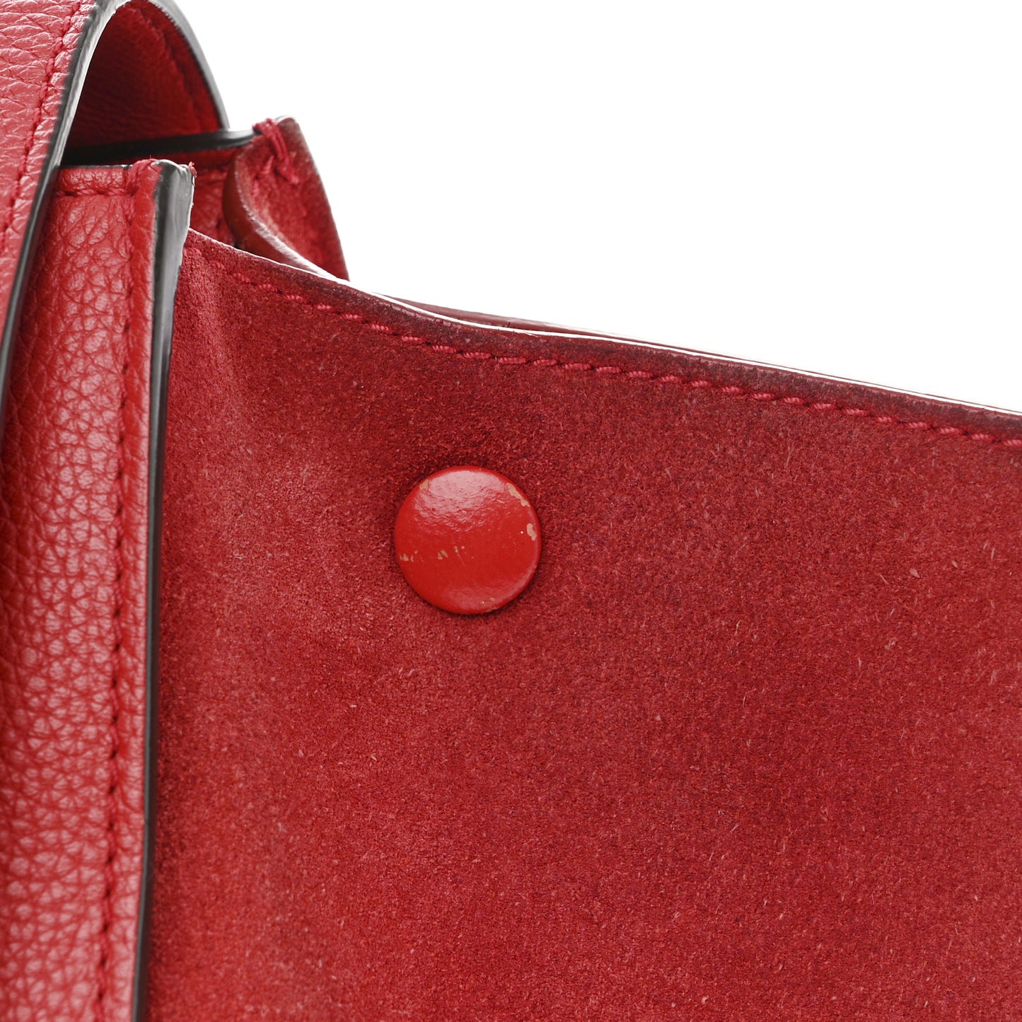 Drummed Calfskin Suede Medium Trapeze Coquelicot