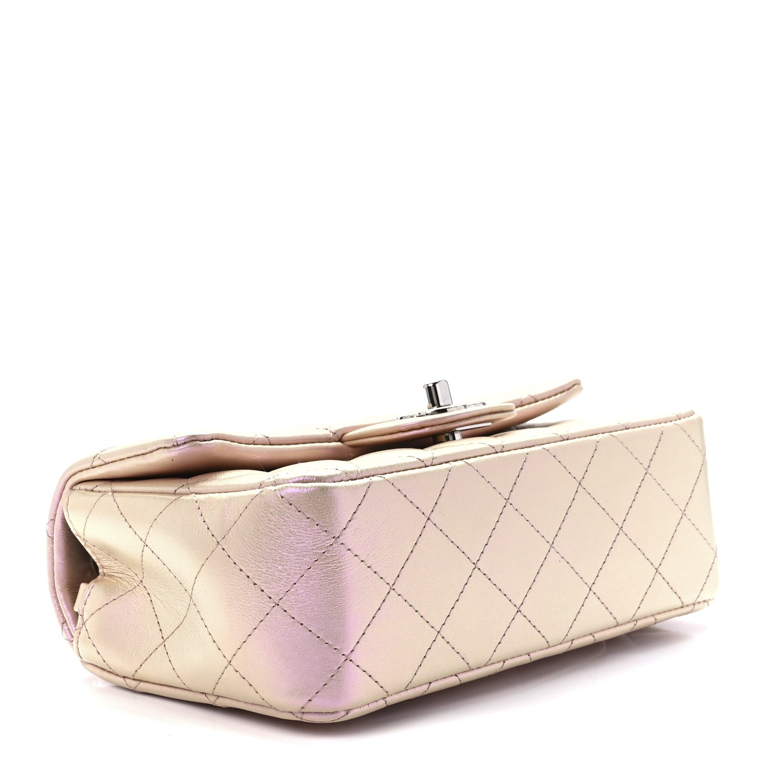 Chanel Iridescent Calfskin Quilted Mini Rectangular Flap Pink 4 of 13