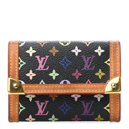 Louis Vuitton Monogram Multicolor Porte-Monnaie Plat Coin Purse Black 1 of 6