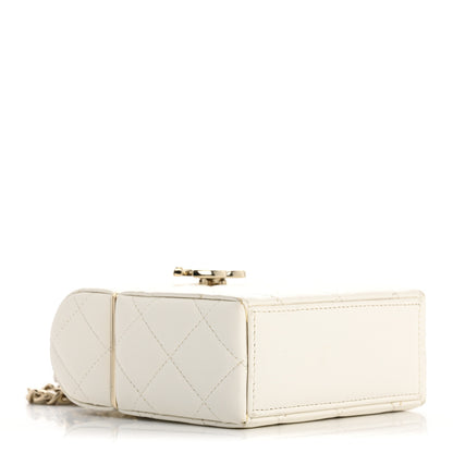 Chanel Lambskin Quilted Small Box With Chain White 4 of 16