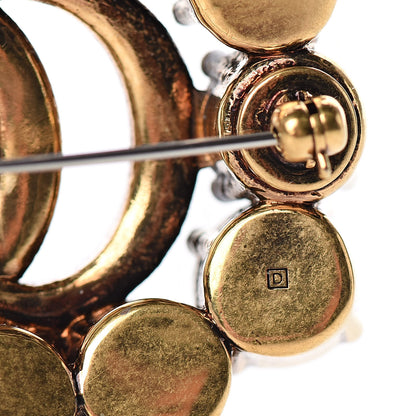 Gucci Metal Crystal Double G Brooch Aged Gold 4 of 6