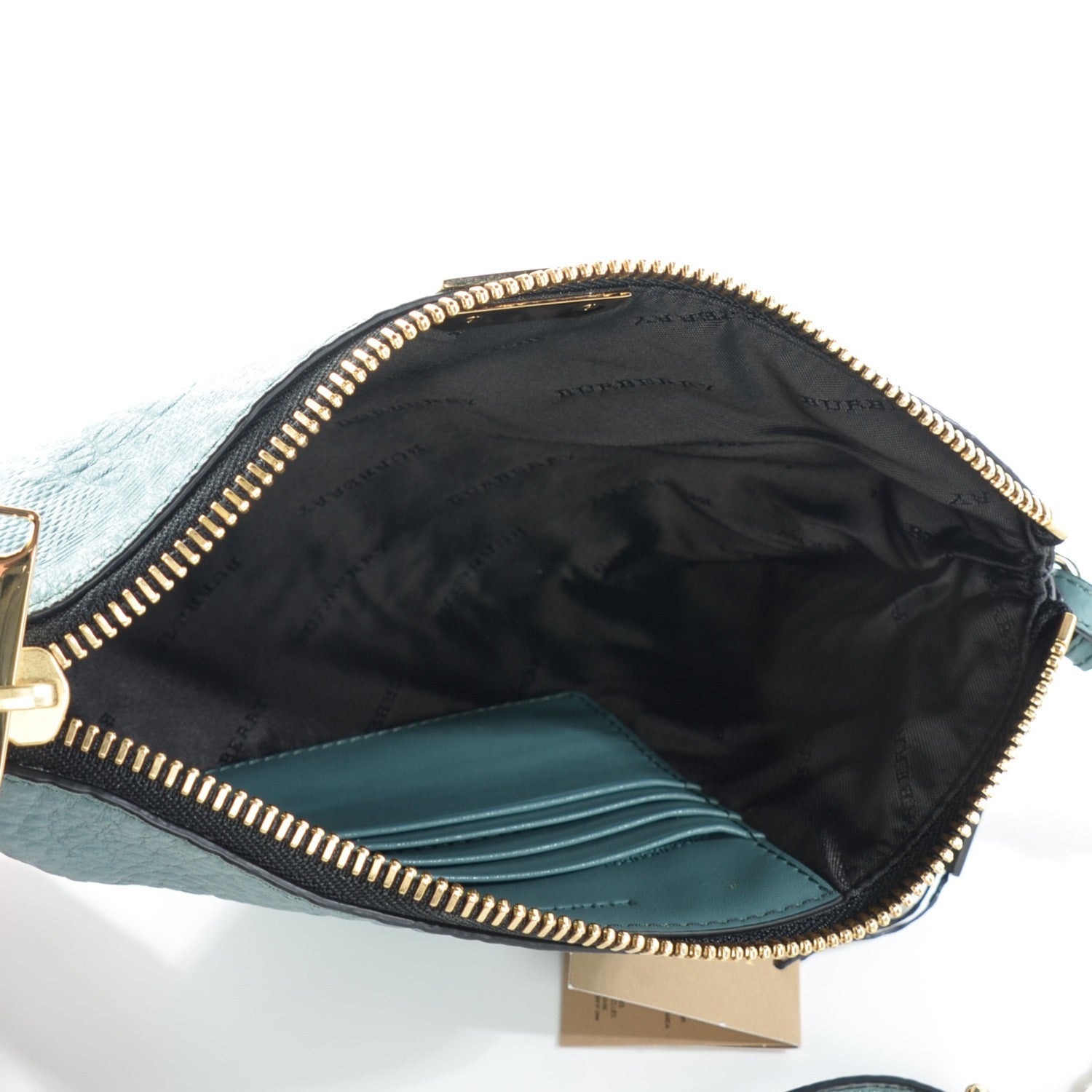 Burberry Signature Grain Calfskin Check Embossed Peyton Crossbody Clutch Bag Celadon Blue 5 of 8