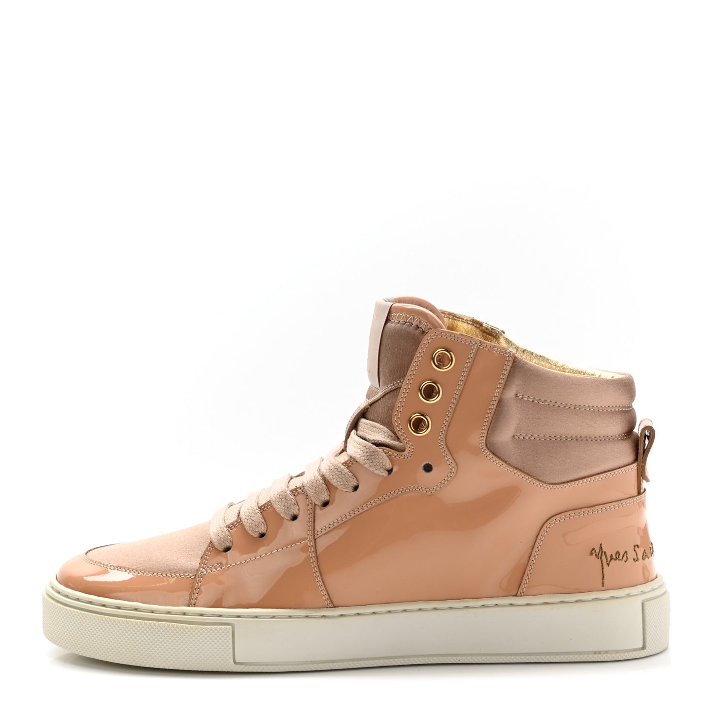 Patent Calfskin Womens Malibu High Top Sneakers 35 Carne