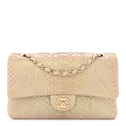 Chanel Metallic Snakeskin Medium Double Flap Light Beige 1 of 11