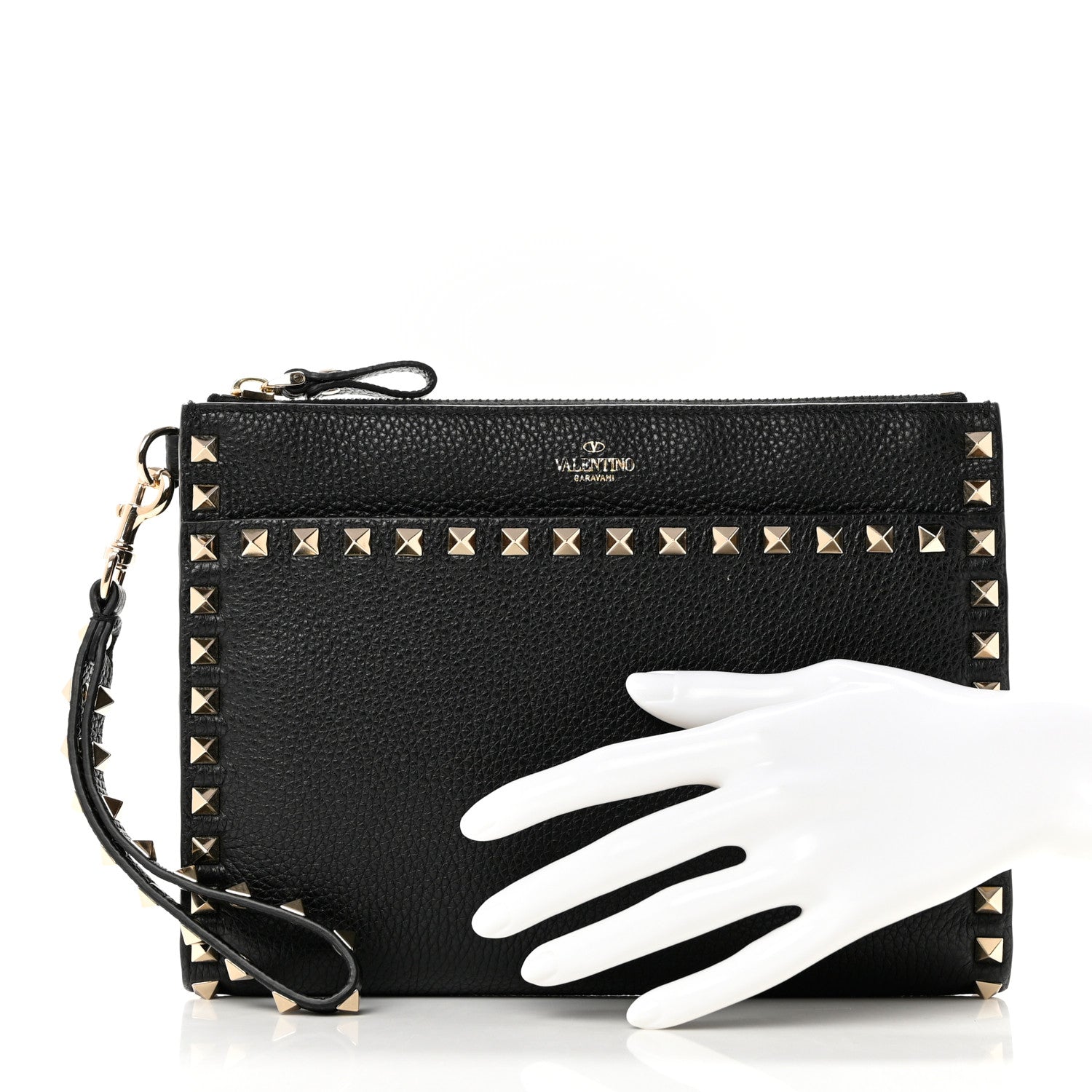 Valentino Garavani Nappa Medium Rockstud Flat Pouch Black 2 of 7