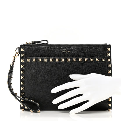 Valentino Garavani Nappa Medium Rockstud Flat Pouch Black 2 of 7