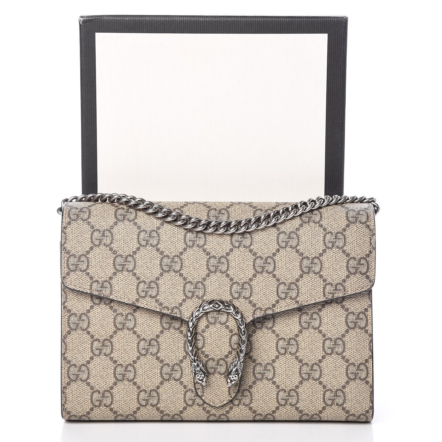 GG Supreme Monogram Mini Dionysus Chain Wallet Beige Vulcanic Red