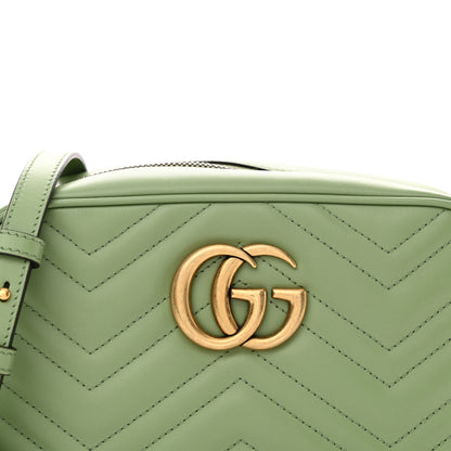 Gucci Calfskin Matelasse Chevron Small GG Marmont Chain Shoulder Bag Salamander Green 7 of 9