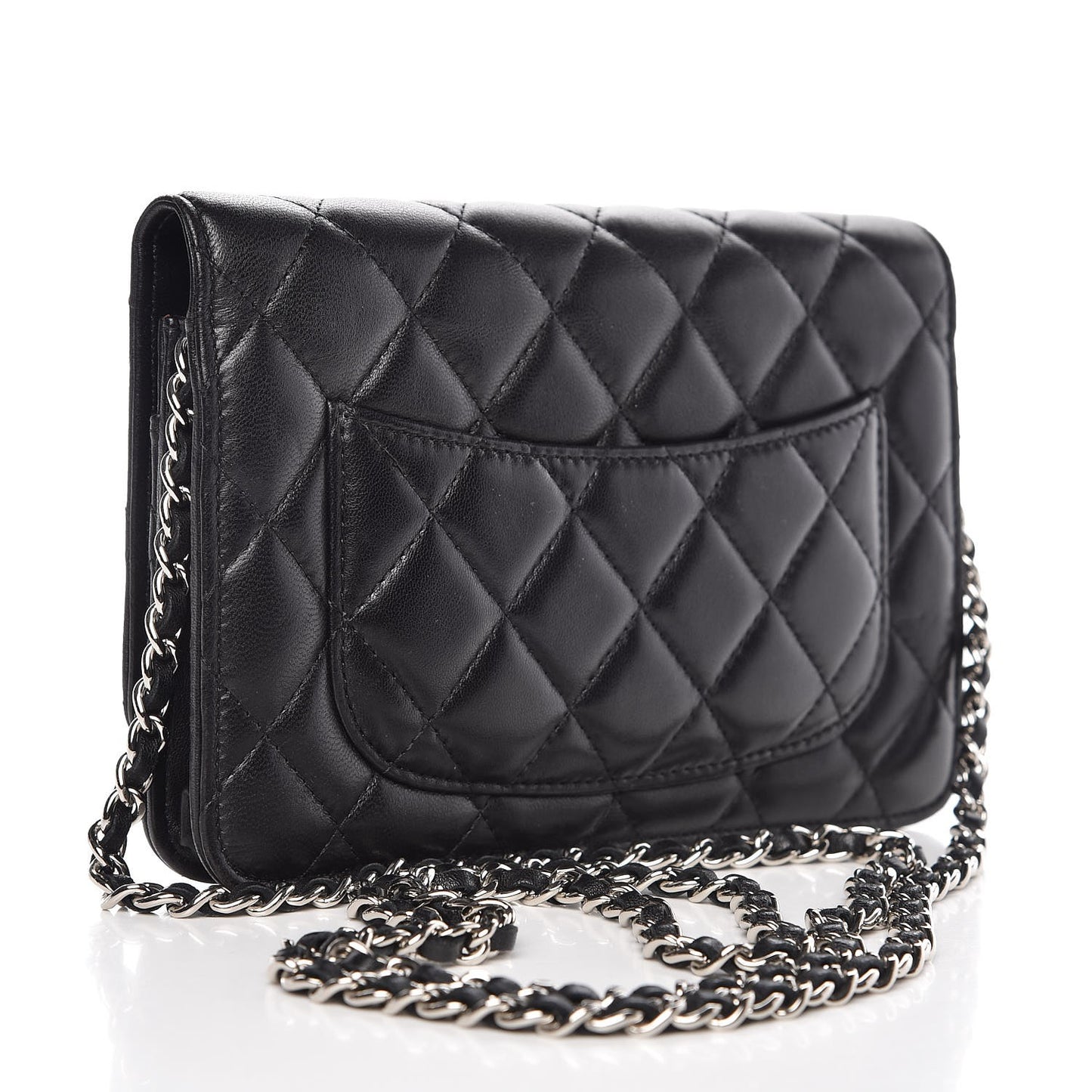 Lambskin Quilted Wallet On Chain WOC Black