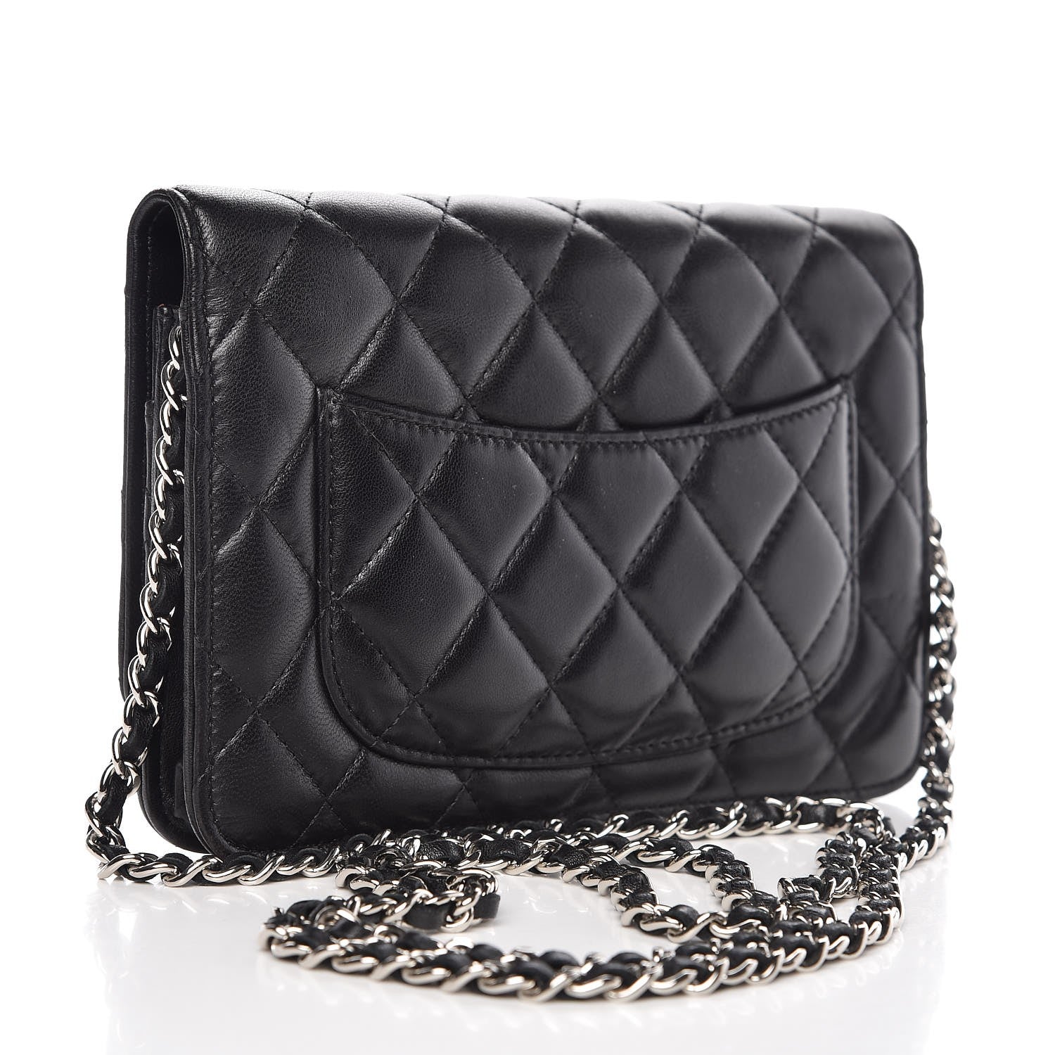 Chanel Lambskin Quilted Wallet On Chain WOC Black 3 of 12