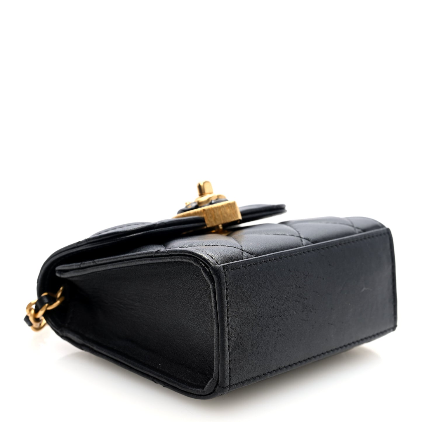 Lambskin Plexiglass Quilted Coco Love Clutch With Chain Black