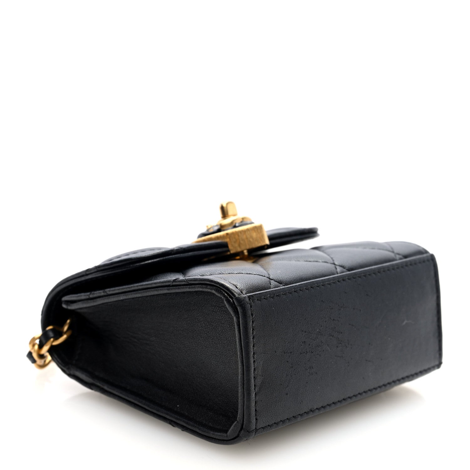 Chanel Lambskin Plexiglass Quilted Coco Love Clutch With Chain Black 4 of 10
