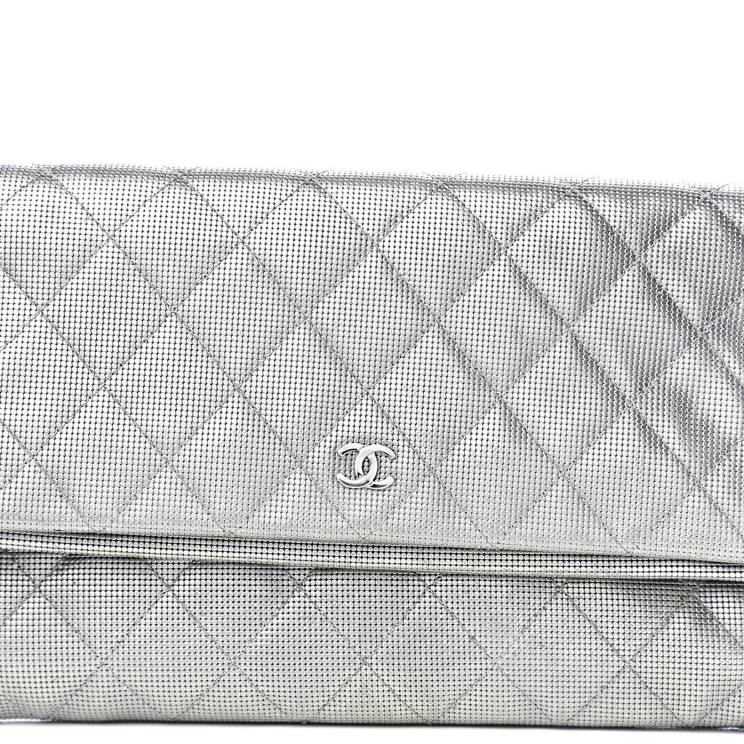 Chanel Metallic Calfskin Quilted Pixel Effect CC Beauty Clutch Silver 13 of 13