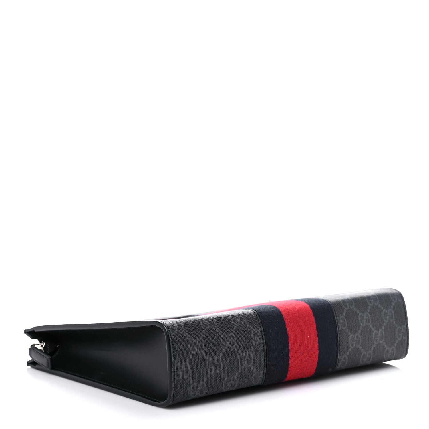 Gucci GG Supreme Monogram Selleria Calfskin Web New Web Cosmetic Case Black 4 of 11