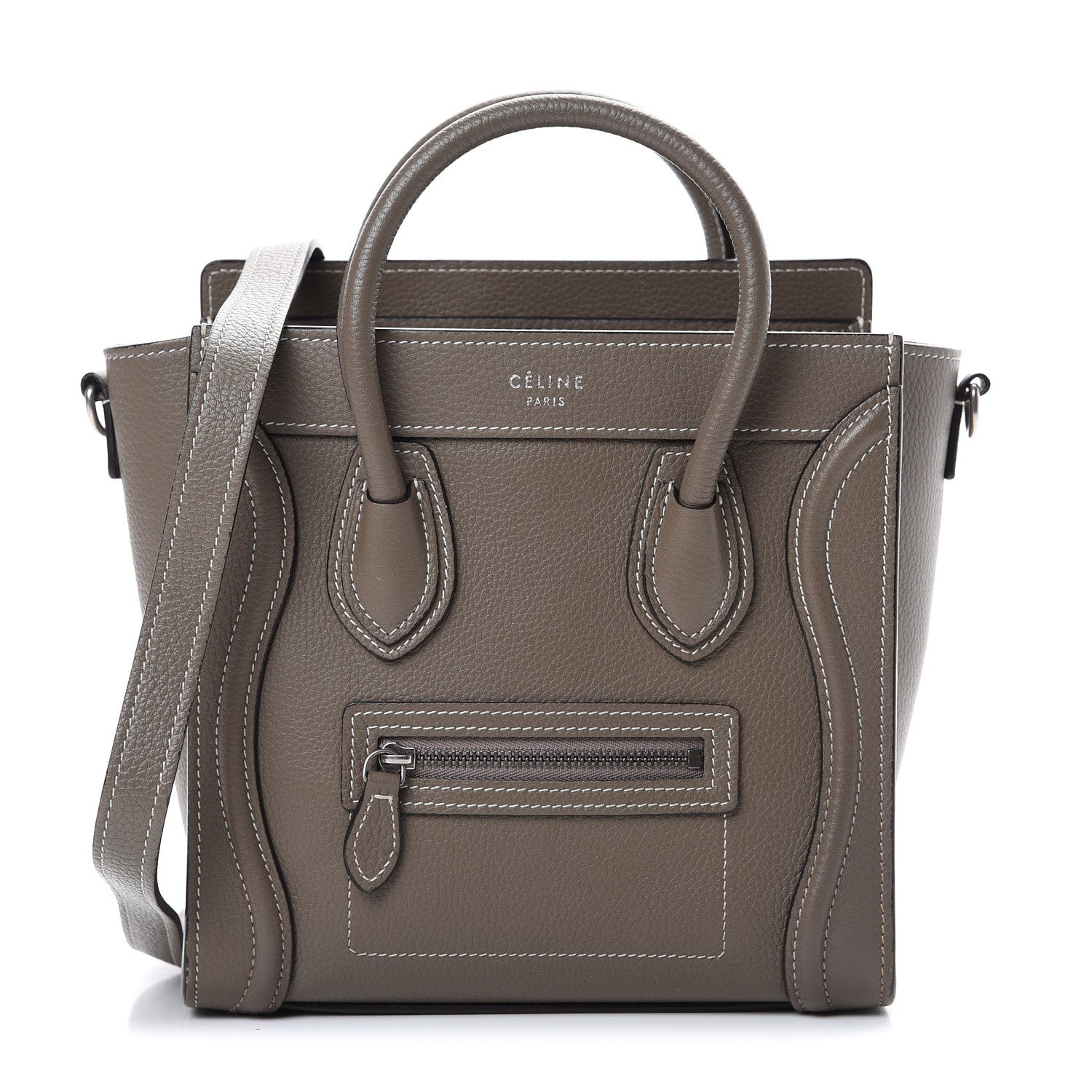 Celine Drummed Calfskin Nano Luggage Souris 1 of 13