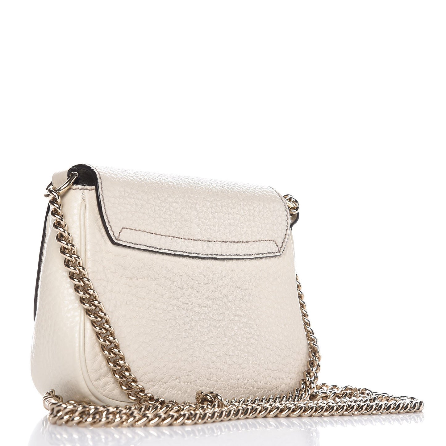 Pebbled Calfskin Small Soho Flap Crossbody Off White
