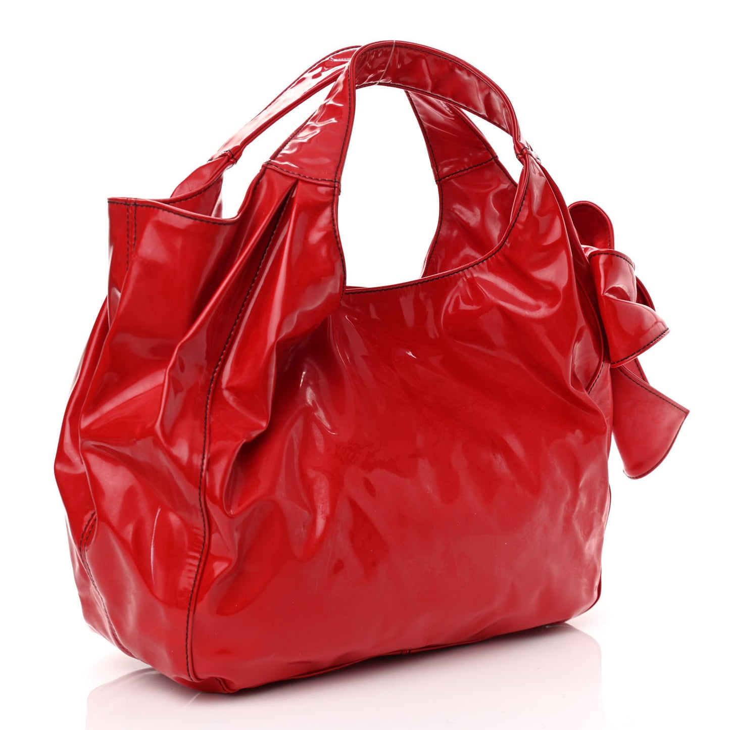 Patent Lacca Nuage Bow Hobo Red